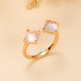 Bague Quartz Rose Ajustable Argent Plaqué Or – Pierre de l'Amour - Biloria
