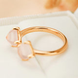 Bague Quartz Rose Ajustable Argent Plaqué Or – Pierre de l'Amour - Biloria