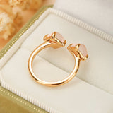 Bague Quartz Rose Ajustable Argent Plaqué Or – Pierre de l'Amour - Biloria