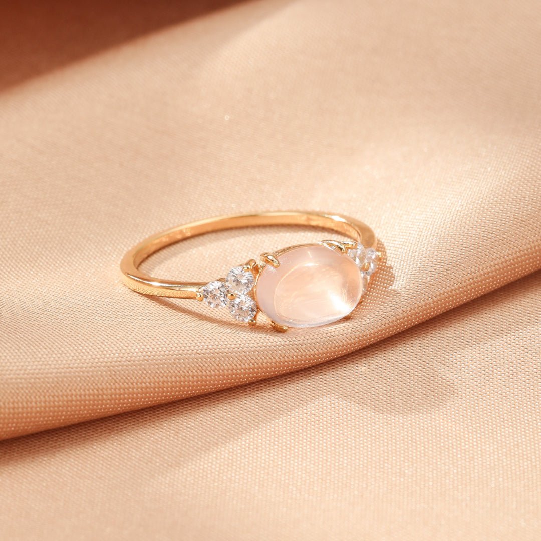 Bague Quartz Rose Éclat d'Étoile Argent Plaqué Or - Biloria