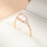 Bague Quartz Rose Éclat d'Étoile Argent Plaqué Or - Biloria