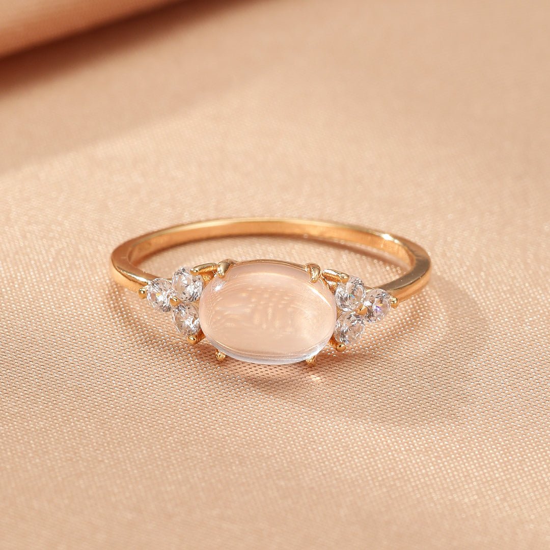 Bague Quartz Rose Éclat d'Étoile Argent Plaqué Or - Biloria