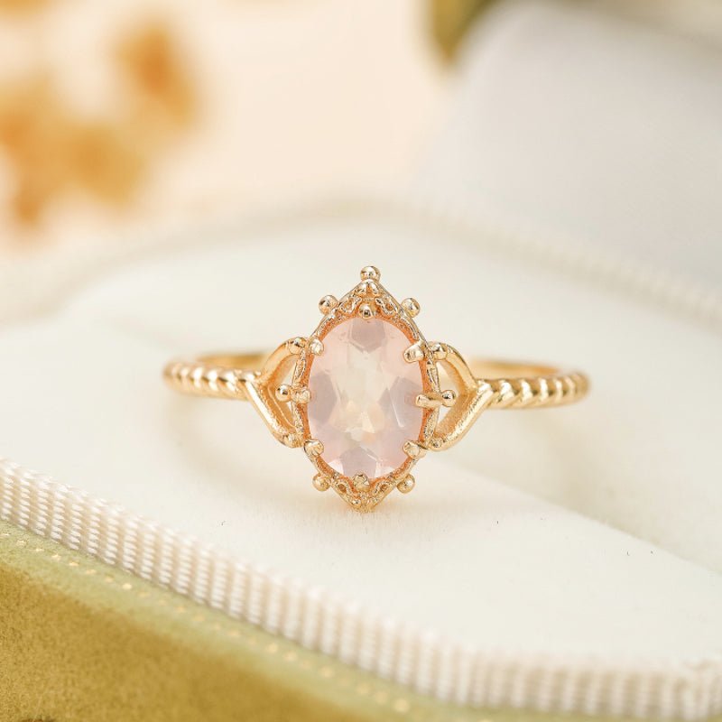 Bague Quartz Rose Floraison – Argent Plaqué Or pour Harmonie - Biloria
