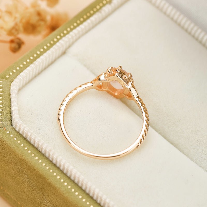 Bague Quartz Rose Floraison – Argent Plaqué Or pour Harmonie - Biloria