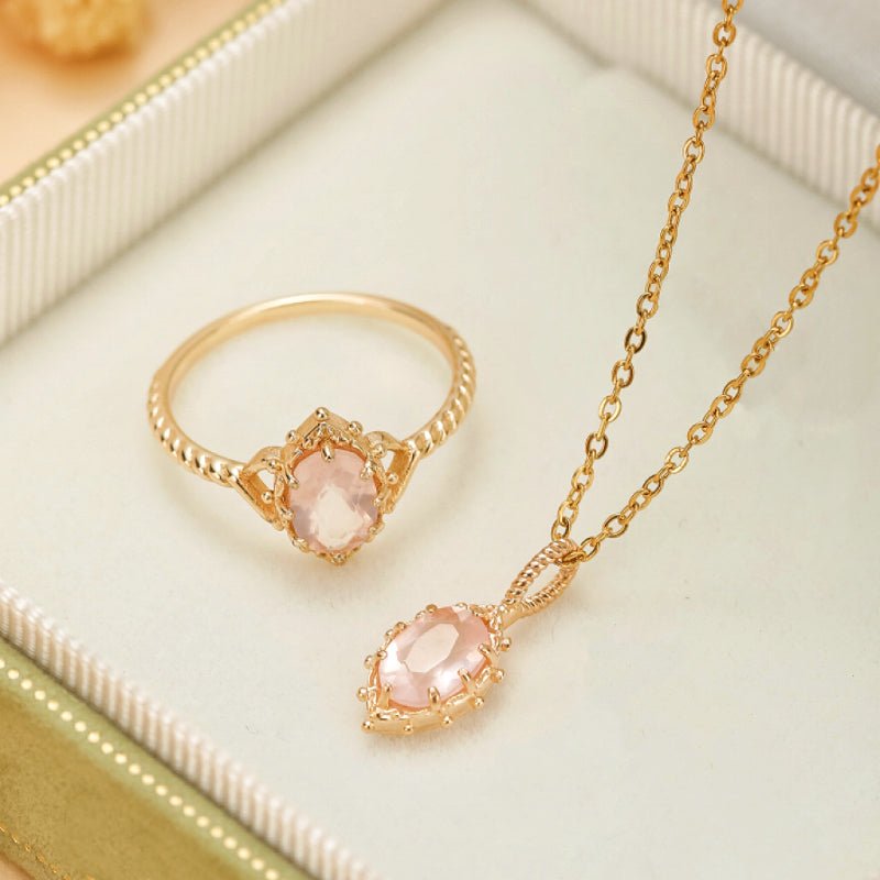 Bague Quartz Rose Floraison – Argent Plaqué Or pour Harmonie - Biloria