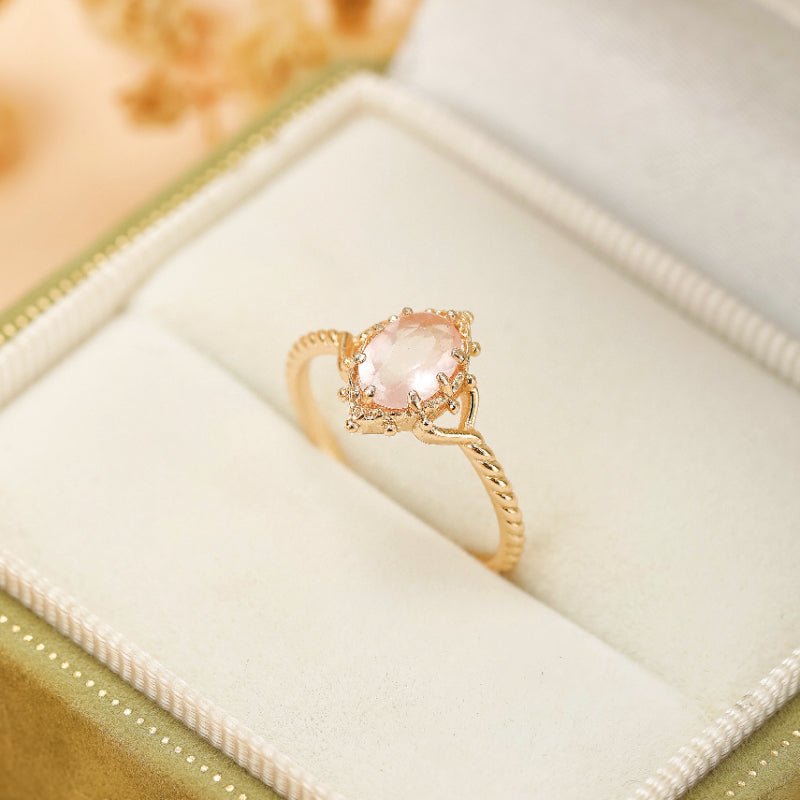 Bague Quartz Rose Floraison – Argent Plaqué Or pour Harmonie - Biloria