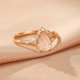 Bague Quartz Rose Goutte Étoilée Argent Plaqué Or 9K - Biloria