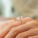Bague Quartz Rose Pointe Cristal – Argent Plaqué Or 10K - Biloria