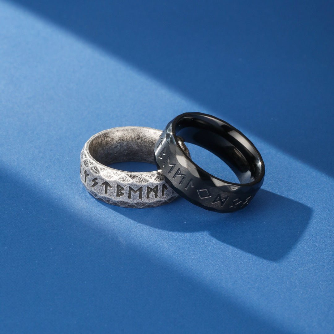 Bague Runes Nordiques Futhark – Acier Inoxydable - Biloria