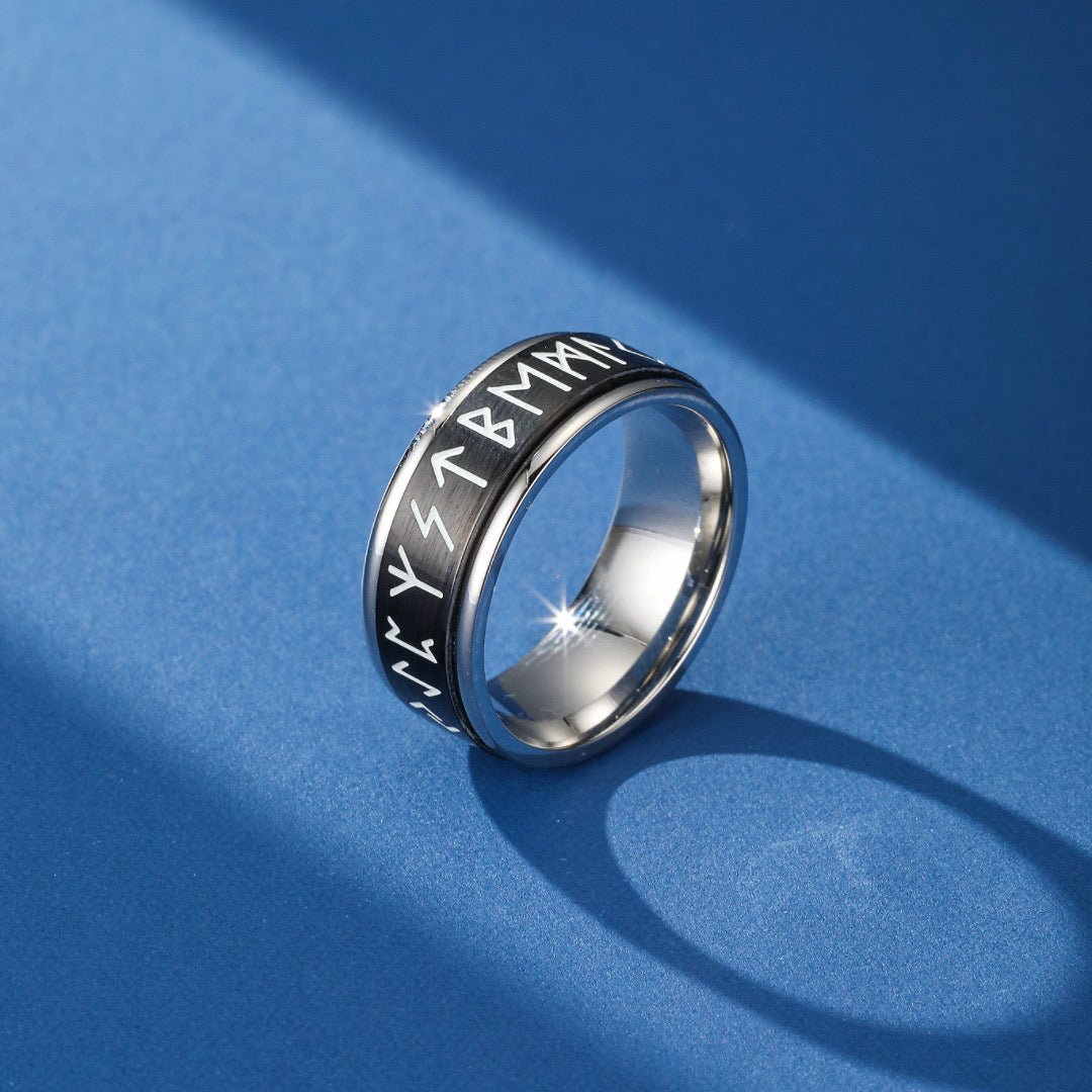 Bague Runes Nordiques Phosphorescente - Acier Inoxydable - Biloria