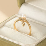 Bague Serpent Perle Chant Opalin – Bijou Symbolique Argent Plaqué Or - Biloria