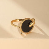 Bague Serpent Royal en Argent Plaqué Or avec Onyx - Bijou Cadeau - Biloria