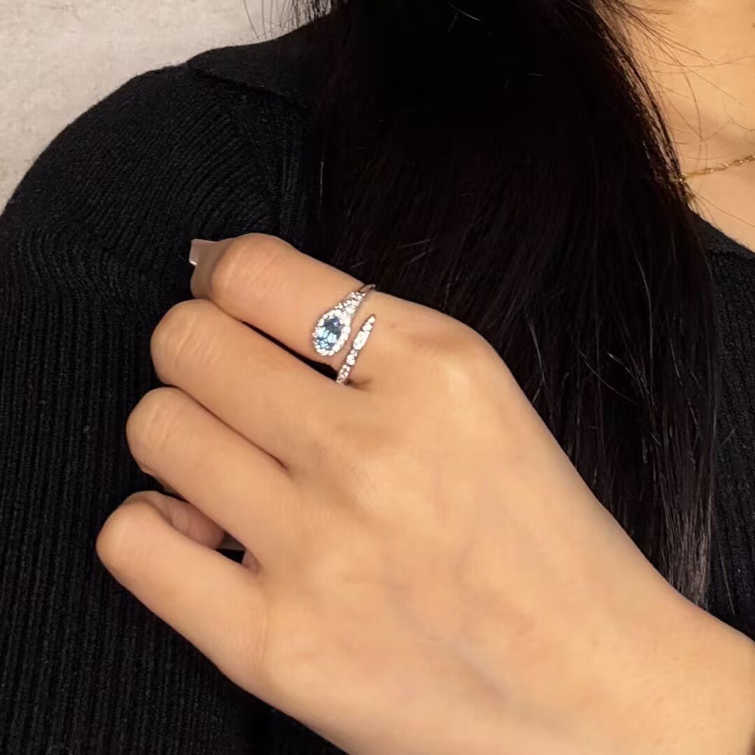 Bague Serpent Topaze Bleue Argent 925 Bijou Mystique - Biloria