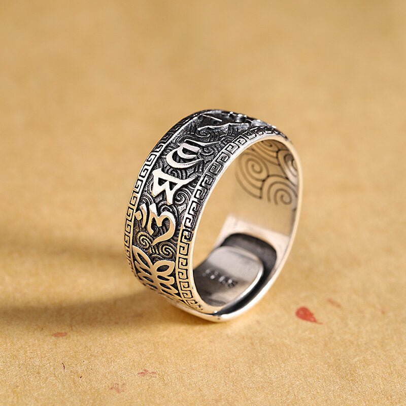 Bague Six Mantras Argent 925 Femme Homme Ajustable - Biloria