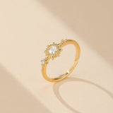 Bague Soleil Quartz Clair Argent Plaqué Or Ajustable - Biloria