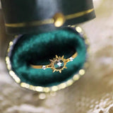 Bague Soleil Quartz Clair Argent Plaqué Or Ajustable - Biloria