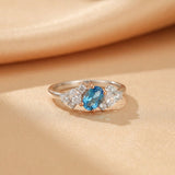 Bague Topaze Bleue Ajustable Argent – Éclat Céleste - Biloria