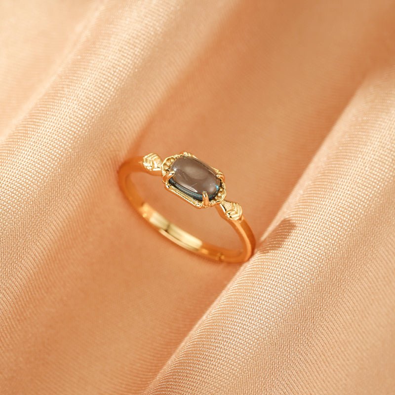 Bague Topaze Bleue Ajustable Argent Plaqué Or - Biloria