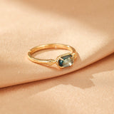 Bague Topaze Bleue Ajustable Argent Plaqué Or - Biloria