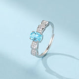 Bague Topaze Bleue Argent 925 Ajustable Fait Main - Biloria