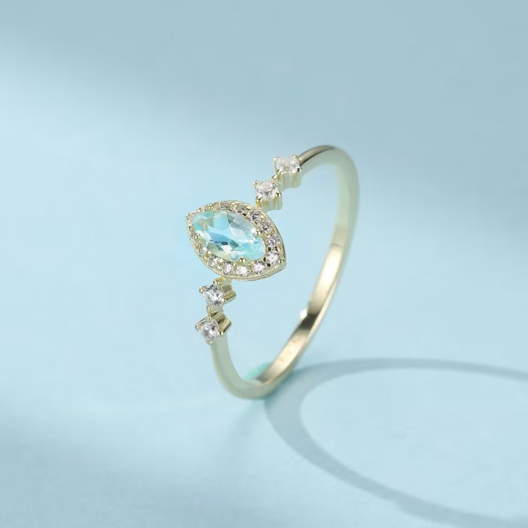 Bague Topaze Bleue Argent 925 – Bijou Cadeau pour Femme - Biloria