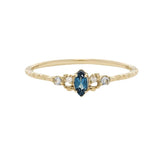 Bague Topaze Bleue Argent Plaqué Or – Bijou Fin pour Méditation - Biloria