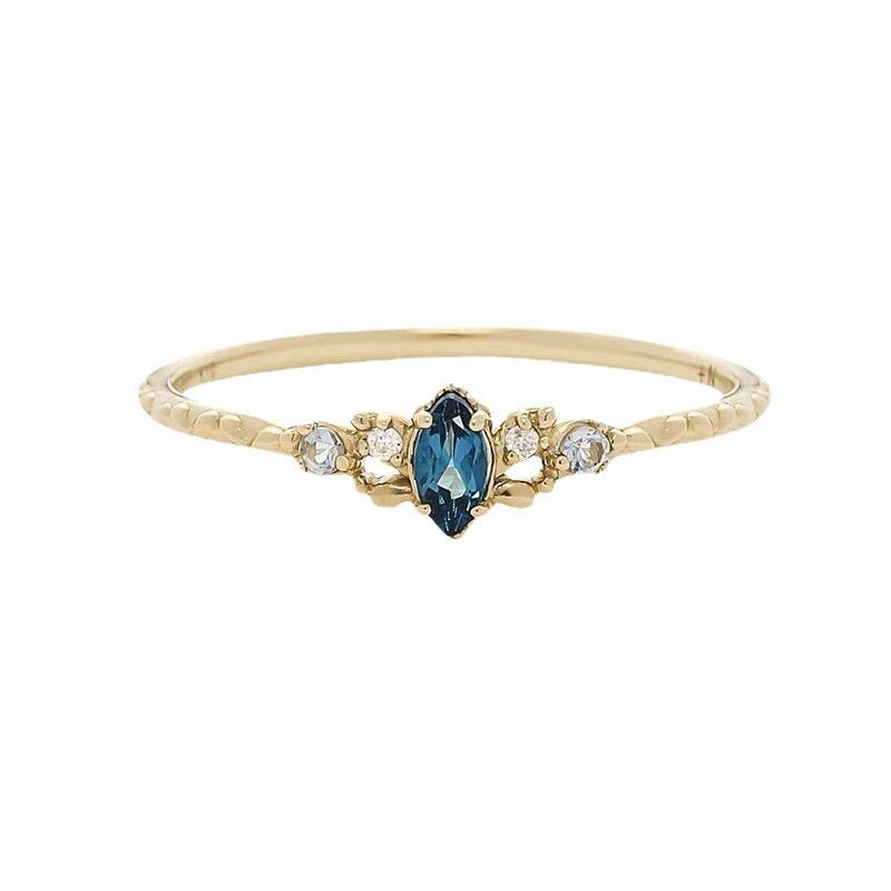 Bague Topaze Bleue Argent Plaqué Or – Bijou Fin pour Méditation - Biloria