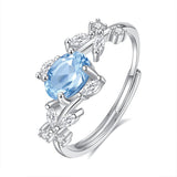Bague Topaze Bleue Argent S925 Ajustable Zircon - Biloria