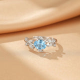 Bague Topaze Bleue Argent S925 Ajustable Zircon - Biloria