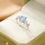 Bague Topaze Bleue Argent S925 Ajustable Zircon - Biloria
