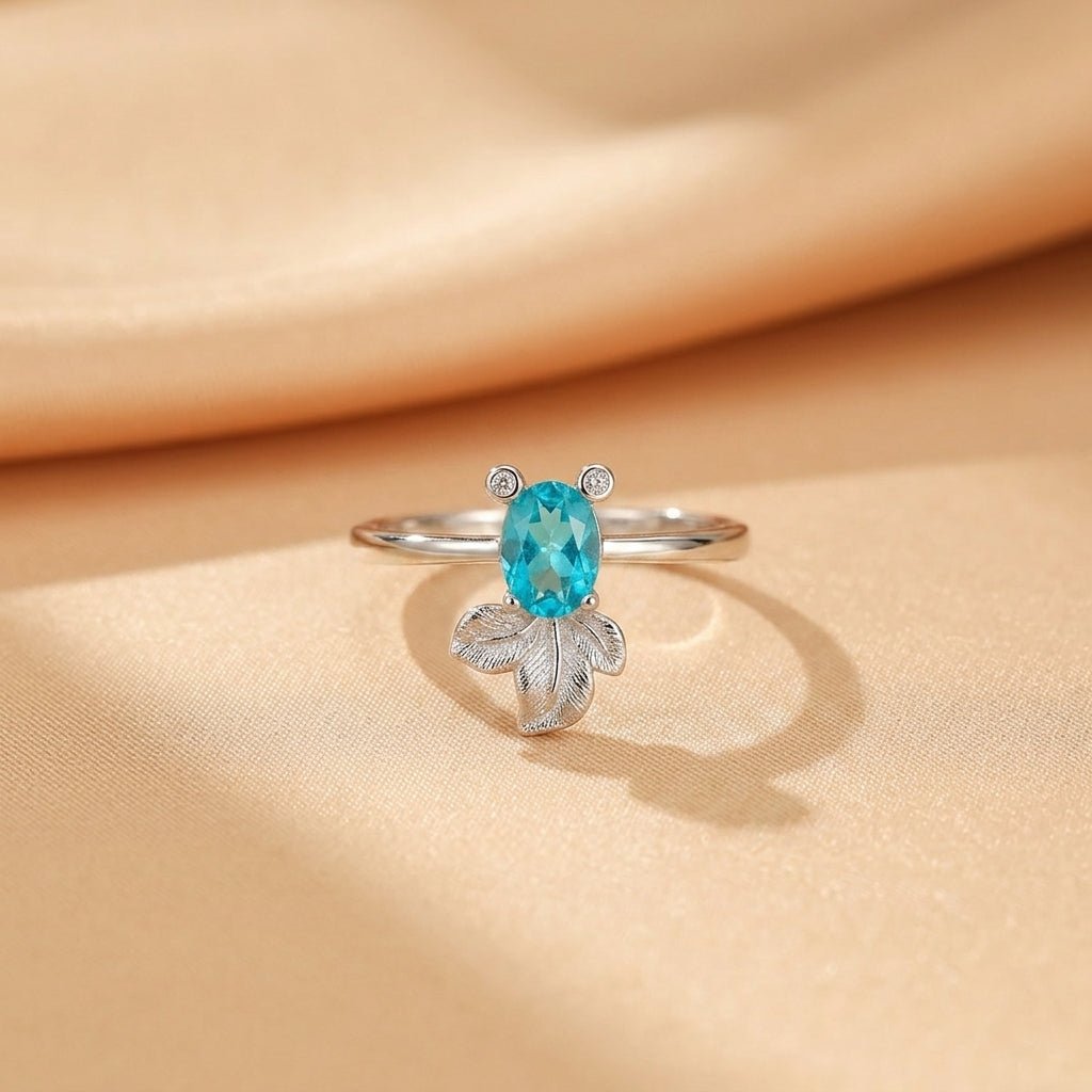 Bague Topaze Feuille Enchantée Argent 925 Ajustable - Biloria