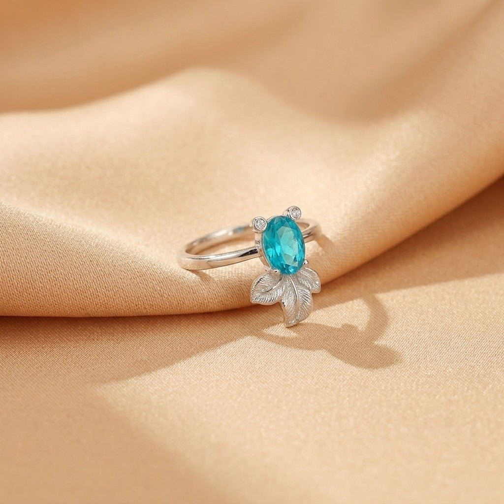 Bague Topaze Feuille Enchantée Argent 925 Ajustable - Biloria