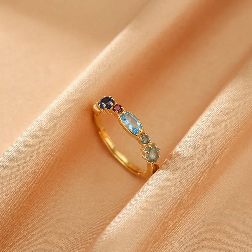 Bague Topaze Lolite Labradorite Destin Paradisiaque - Biloria