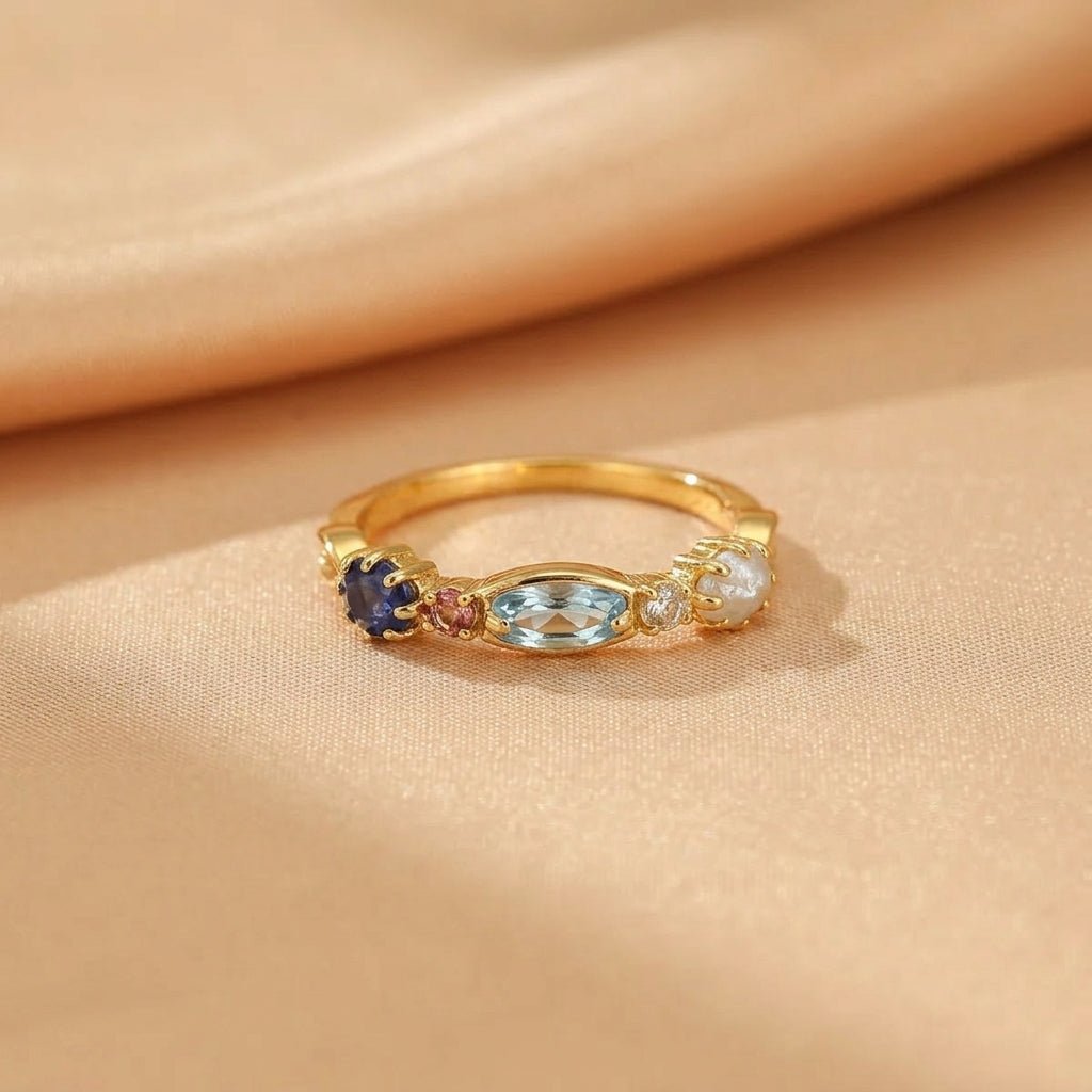 Bague Topaze Lolite Labradorite Destin Paradisiaque - Biloria