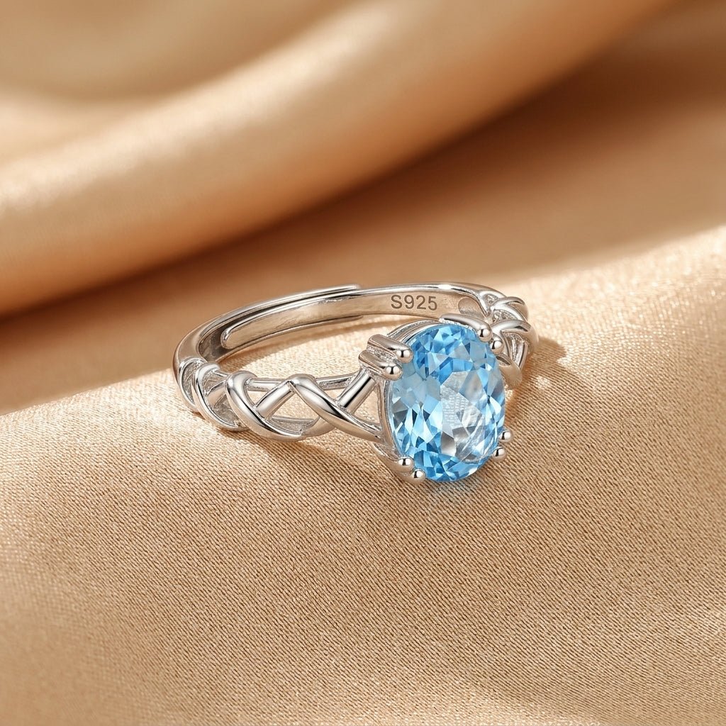Bague Topaze Voûte Céleste Argent S925 ajustable - Biloria