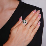 Bague Trèfle Émeraude Argent 925 – Chance et Élégance - Biloria