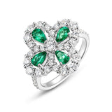 Bague Trèfle Émeraude Argent 925 – Chance et Élégance - Biloria