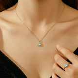 Bague Turquoise Argent Plaqué Or Protection Féminine Feng Shui - Biloria