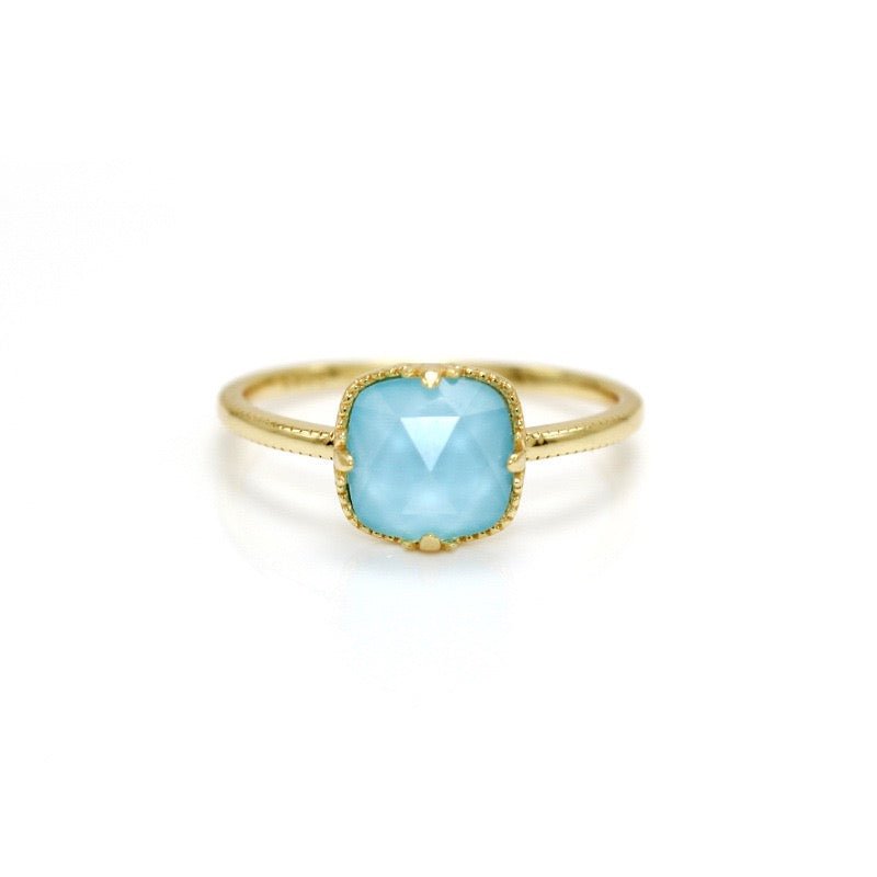 Bague Turquoise Argent Plaqué Or Protection Féminine Feng Shui - Biloria