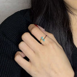 Bague Turquoise Lune Étoile en Argent Plaqué Or - Biloria