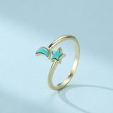 Bague Turquoise Lune Étoile en Argent Plaqué Or - Biloria