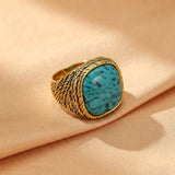 Bague Turquoise Naturelle Argent Plaqué Or – Bien-être et Sérénité - Biloria