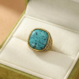 Bague Turquoise Naturelle Argent Plaqué Or – Bien-être et Sérénité - Biloria
