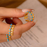 Bague Turquoise Plaqué Or 18K – Ajustable et Protectrice - Biloria
