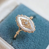 Bague vintage zircon et nacre argent plaqué or – Nostalgia - Biloria