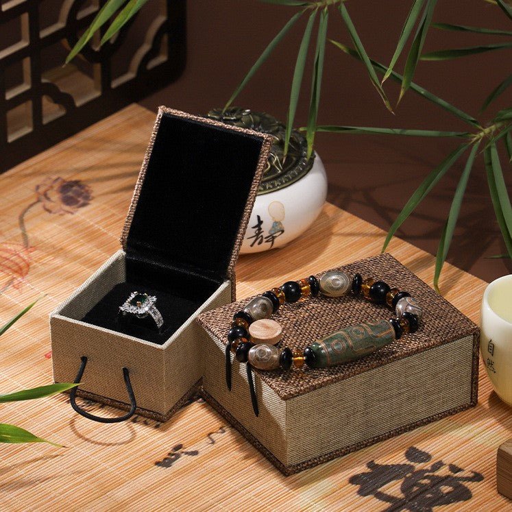 Boîte Cadeau Lin Beige pour Bijoux – 5 Tailles - Biloria