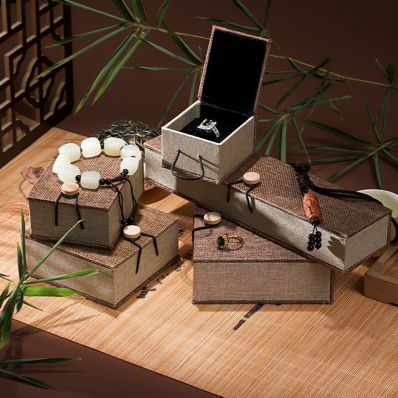 Boîte Cadeau Lin Beige pour Bijoux – 5 Tailles - Biloria