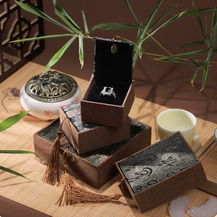 Boîte Cadeau Lin Vert Foncé – Écrin Zen pour Bijoux - Biloria