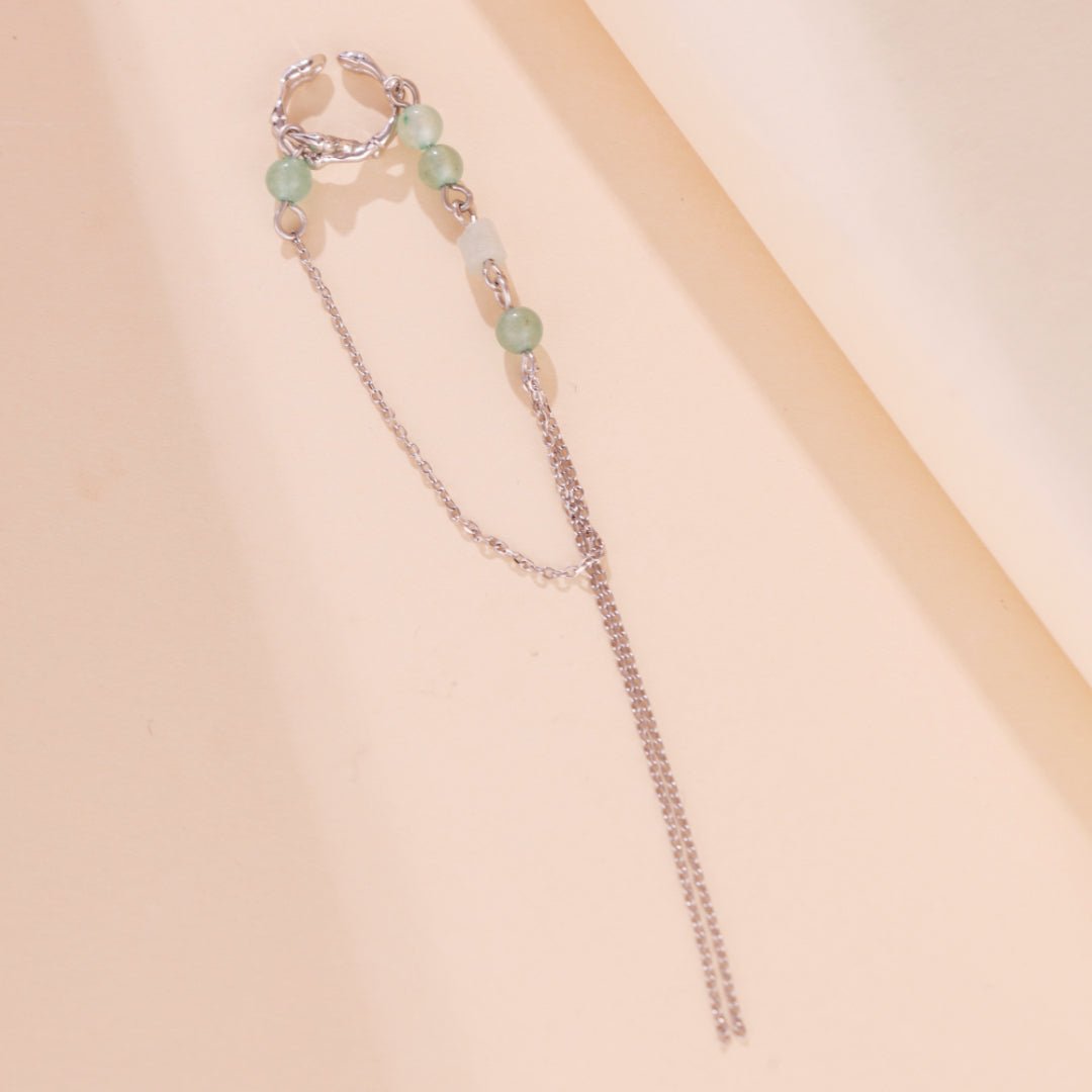 Boucle d'Oreille Aventurine Bambou Argent 925 - Biloria