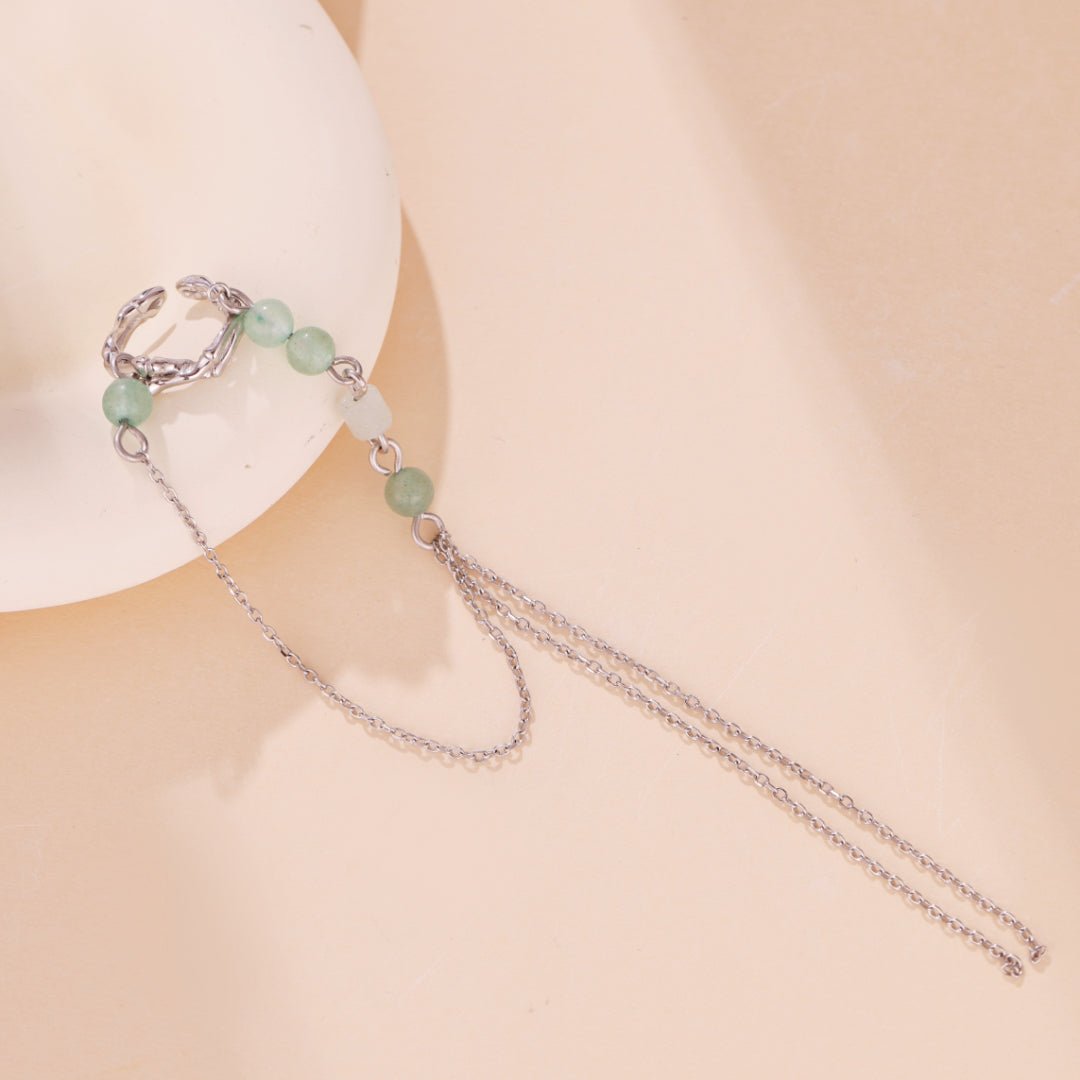 Boucle d'Oreille Aventurine et Bambou en Argent 925 – Sérénité - Biloria